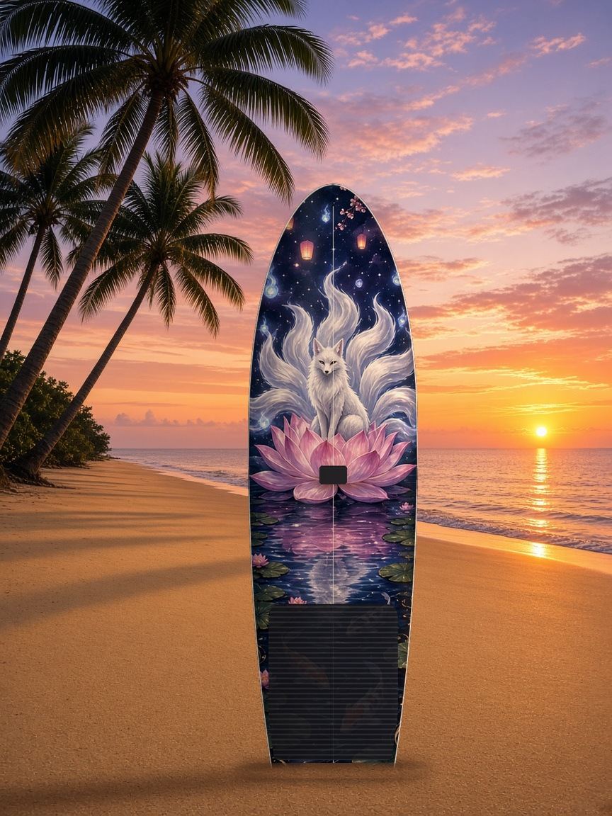 Spirit Fox Lotus Moonpond paddleboard wrap, top side
