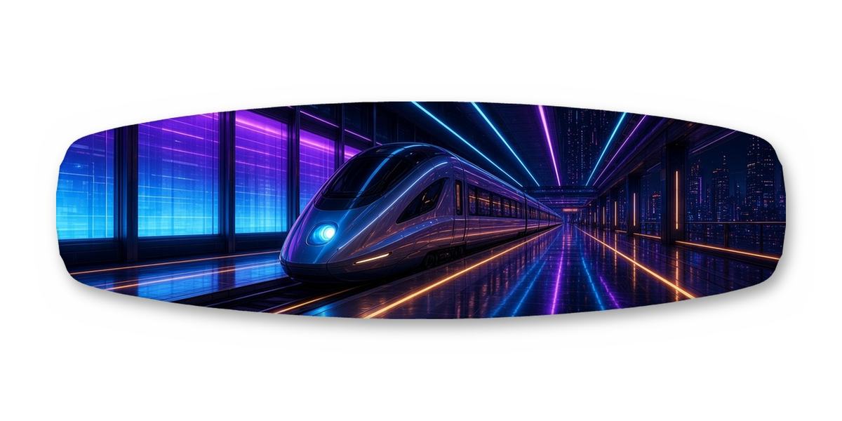 Subway Platform Arrival wakeboard, studio shot wrap, top side