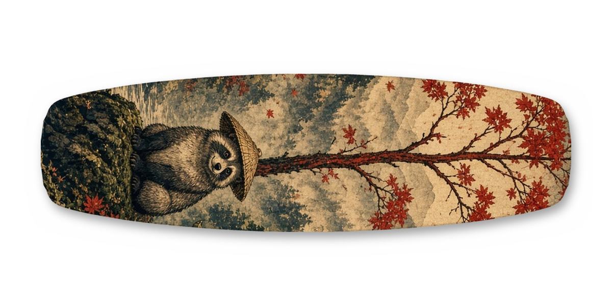 Tanuki Maple Moon wakeboard, studio shot wrap, top side
