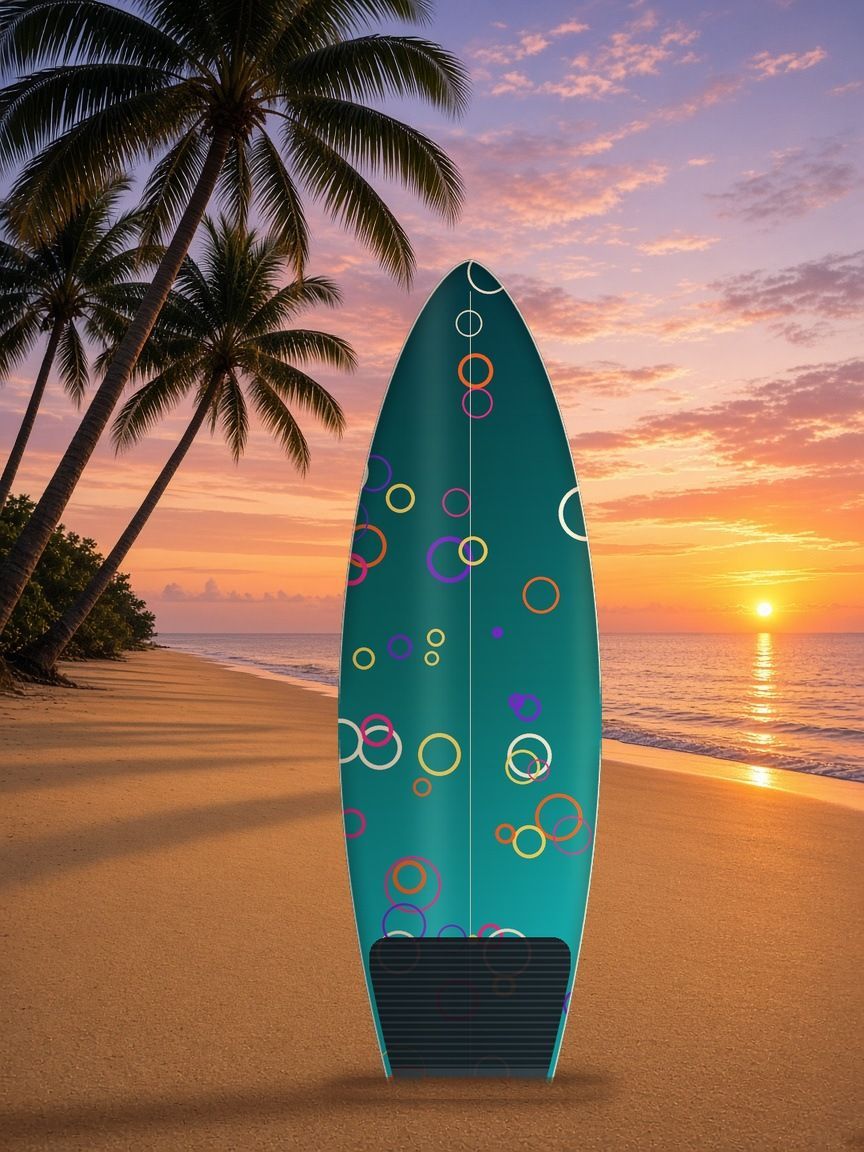 Tide Pool surfboard wrap, top side, Summer Water collection