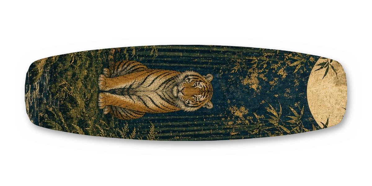Tiger Bamboo Moonlight wakeboard, studio shot wrap, top side