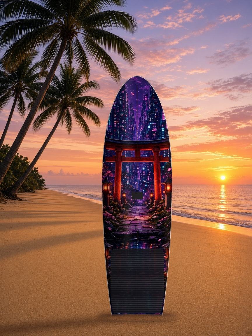 Torii Shrine Megacity paddleboard wrap, top side