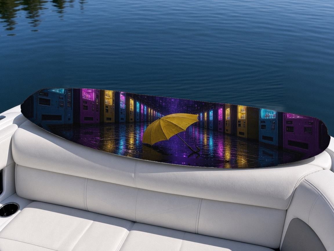 Vending Alley Umbrella wakeboard, on the boat wrap, top side