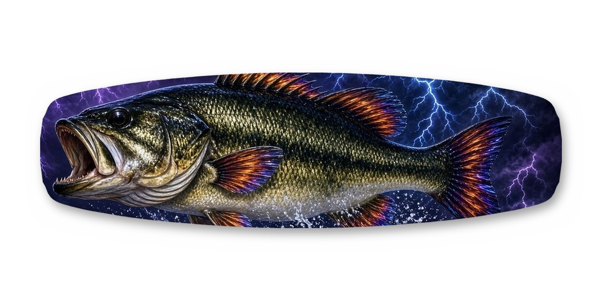 Bass Metal wakeboard with boots, studio shot on white, Lake Life collection