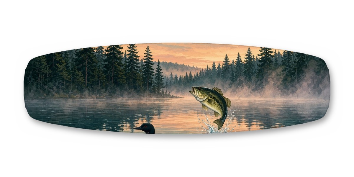 Loon Lake wakeboard with boots, studio shot on white, Lake Life collection